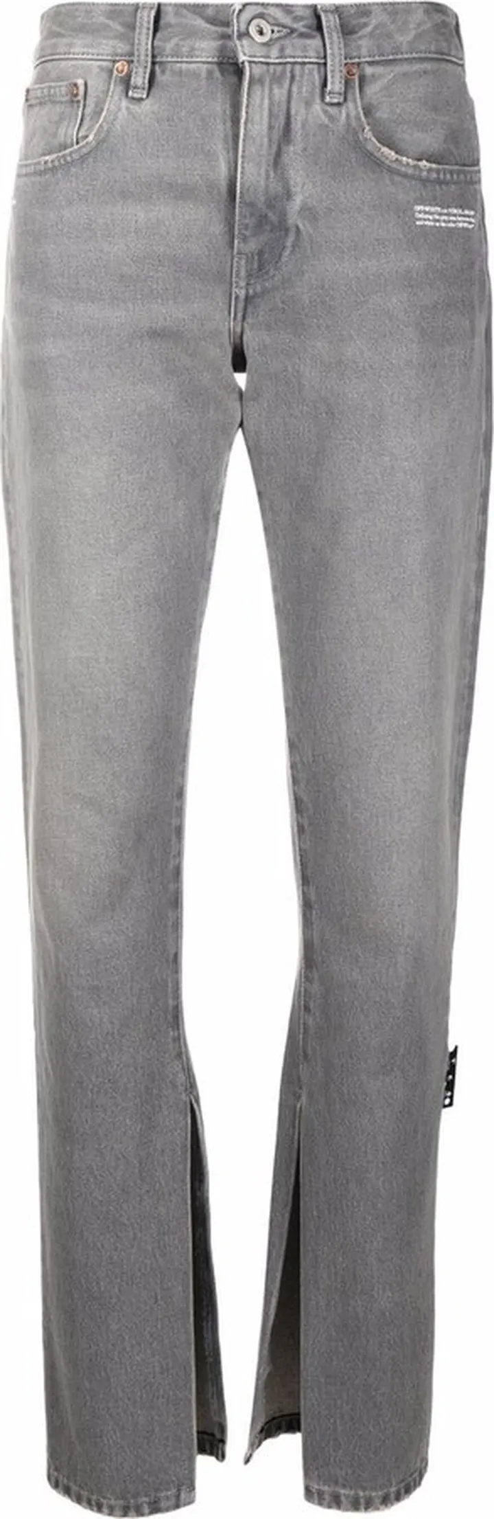 Distressed Slit-Hem Jeans