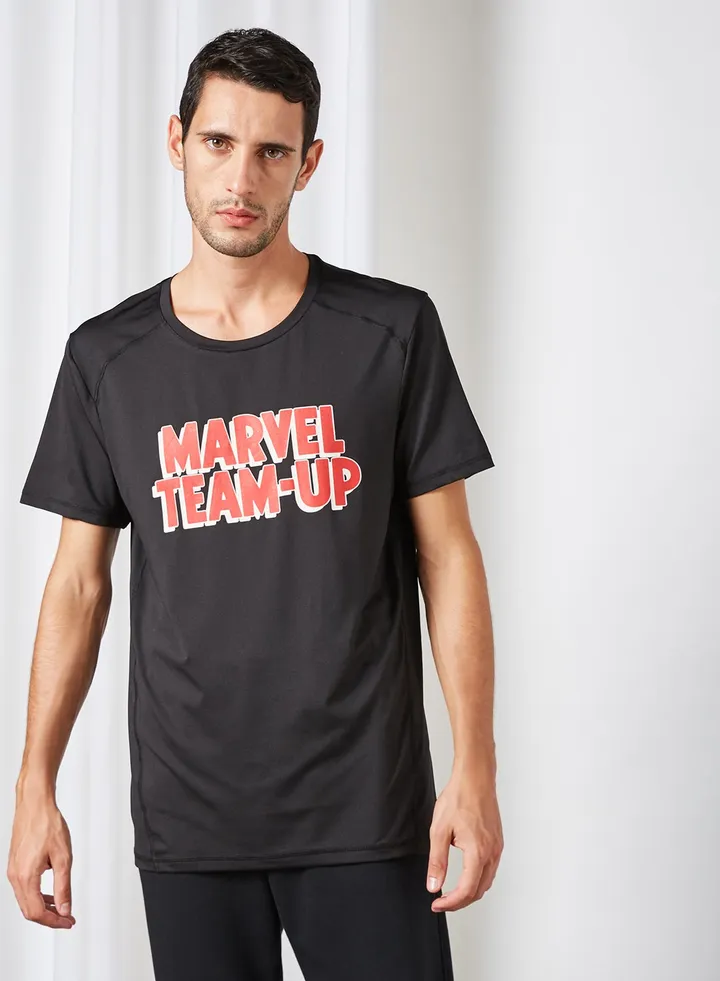 Marvel team Up Print T-Shirt Black