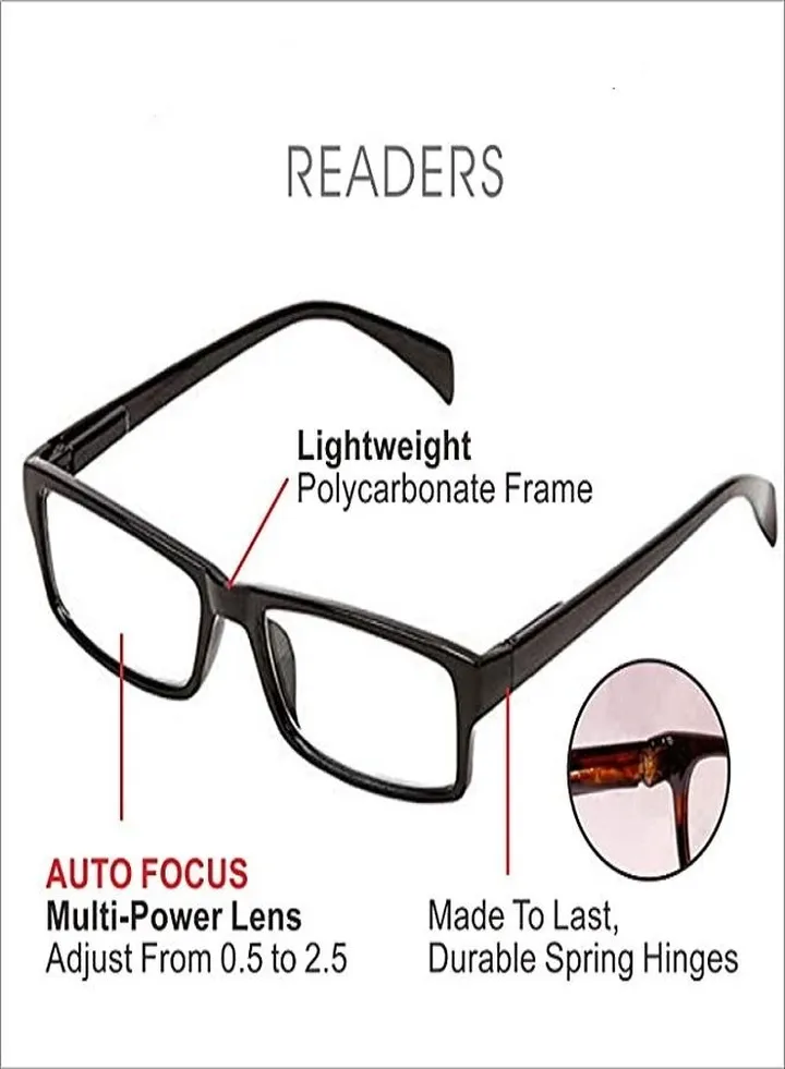 Readers One Power Glasses Read Small Print and Computer Screens Adjustable Eyeglasses Flex Clear Focus Auto Adjusting Optic for Women & Men