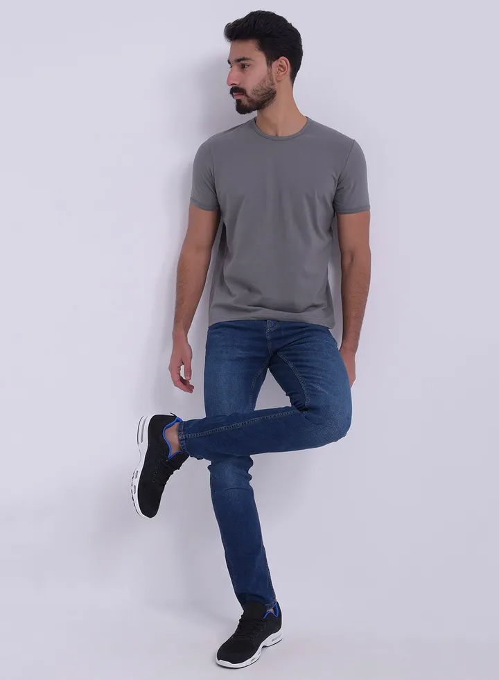 Short Sleeve Round Neck T-shirt Grey