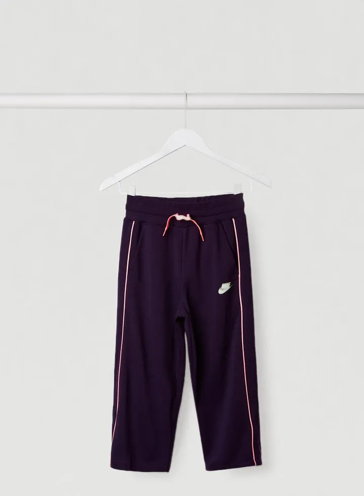 Kids French Terry High Waist Cropped Pants Purple