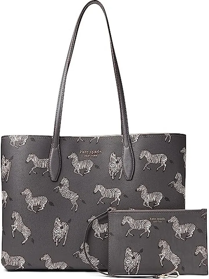 Kate Spade New York All Day Zebra Print Large Tote (Chalkboard Multi) Handbags