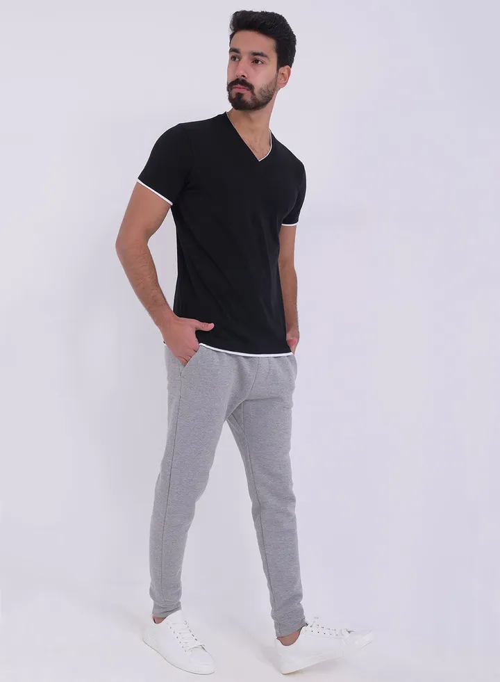Short Sleeve V-Neck T-shirt Black