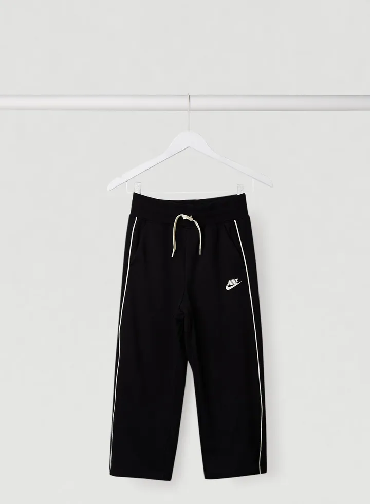 Kids French Terry High Waist Cropped Pants Black/White