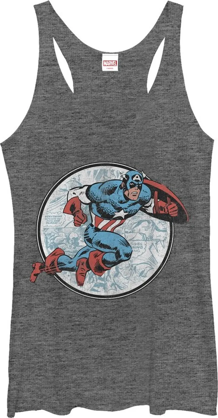 Women's Marvel Captain America Battle Racerback Tank Top - Gray Heather - X Large