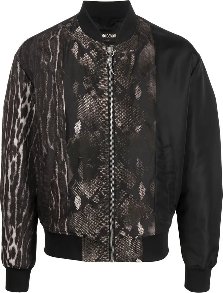 Patchwork Animal-Print Bomber Jacket