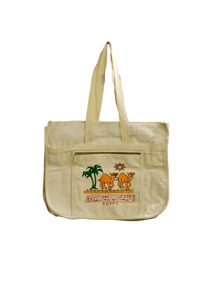Camel women's shoulder bag, handmade, 100% Egyptian cotton