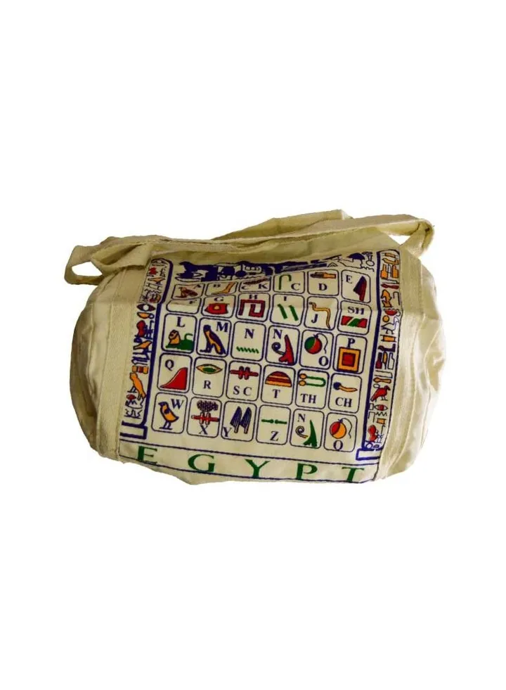 Hieroglyphic Sport shoulder bag, handmade, 100% Egyptian cotton