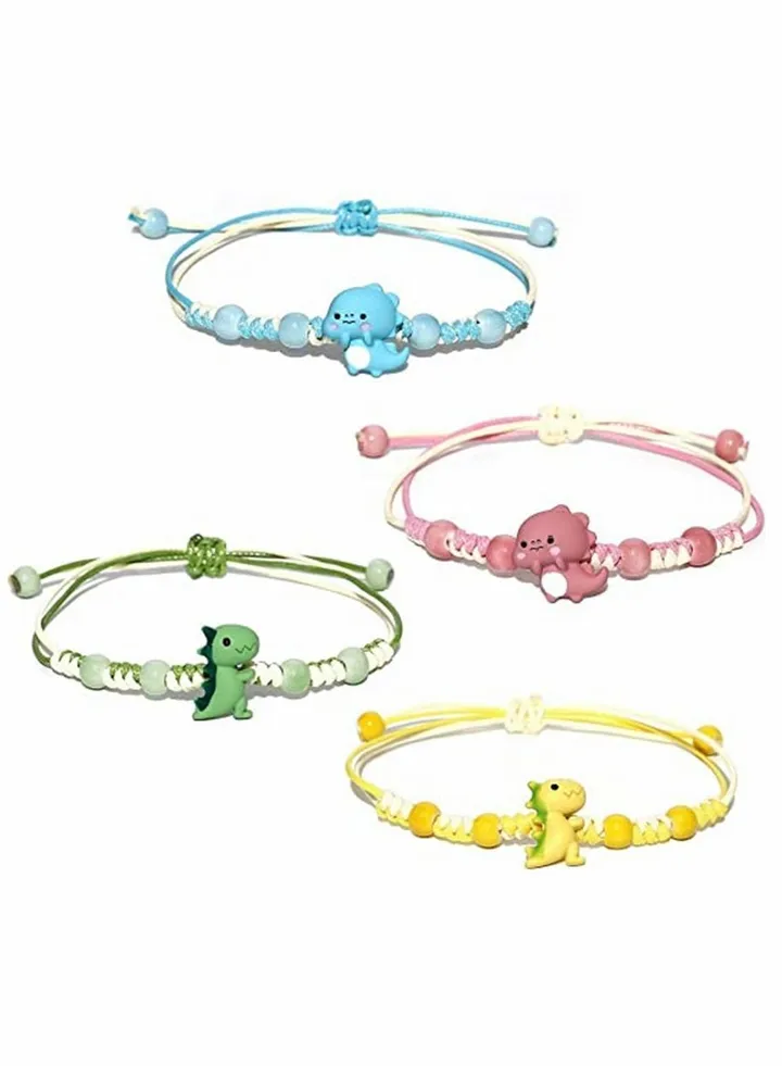 Bracelets, cartoon bracelet, ceramic small dinosaur for girl student girlfriend gift, Protection Friendship Wish Bracelet Jewelry, Women Girls, 4 Pcs