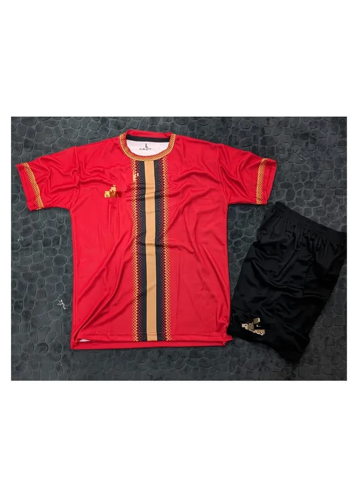 Men's football set, T-shirts and shorts-Red