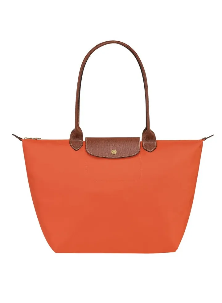 Longchamp women's large handbag, handbag, shoulder bag, orange classic style