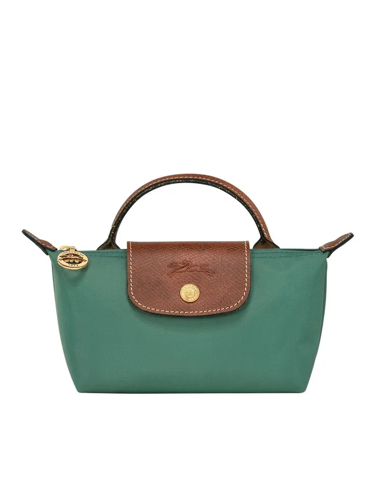 Longchamp women's mini makeup bag, handbag, shoulder bag, sage green classic