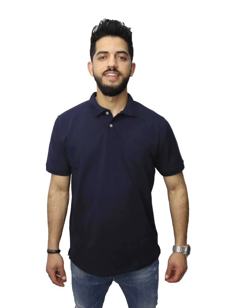 Casual Polo T-Shirt Cotton - Navy Blue