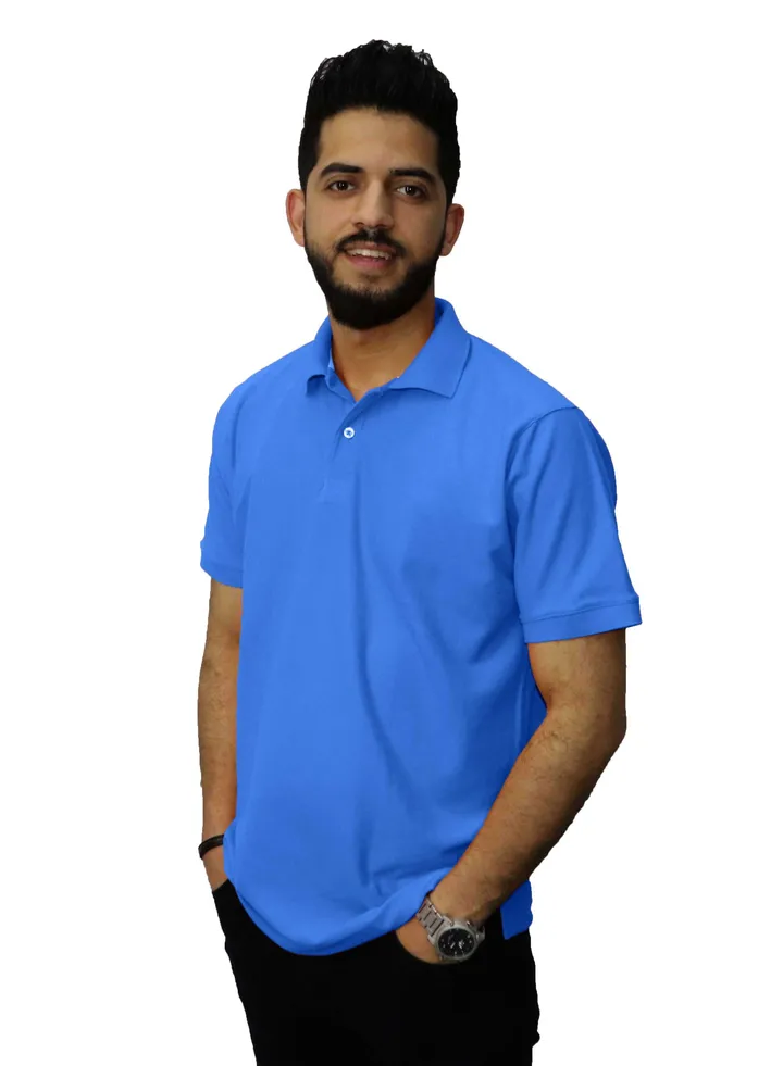 Casual Polo T-Shirt Cotton - blue sky