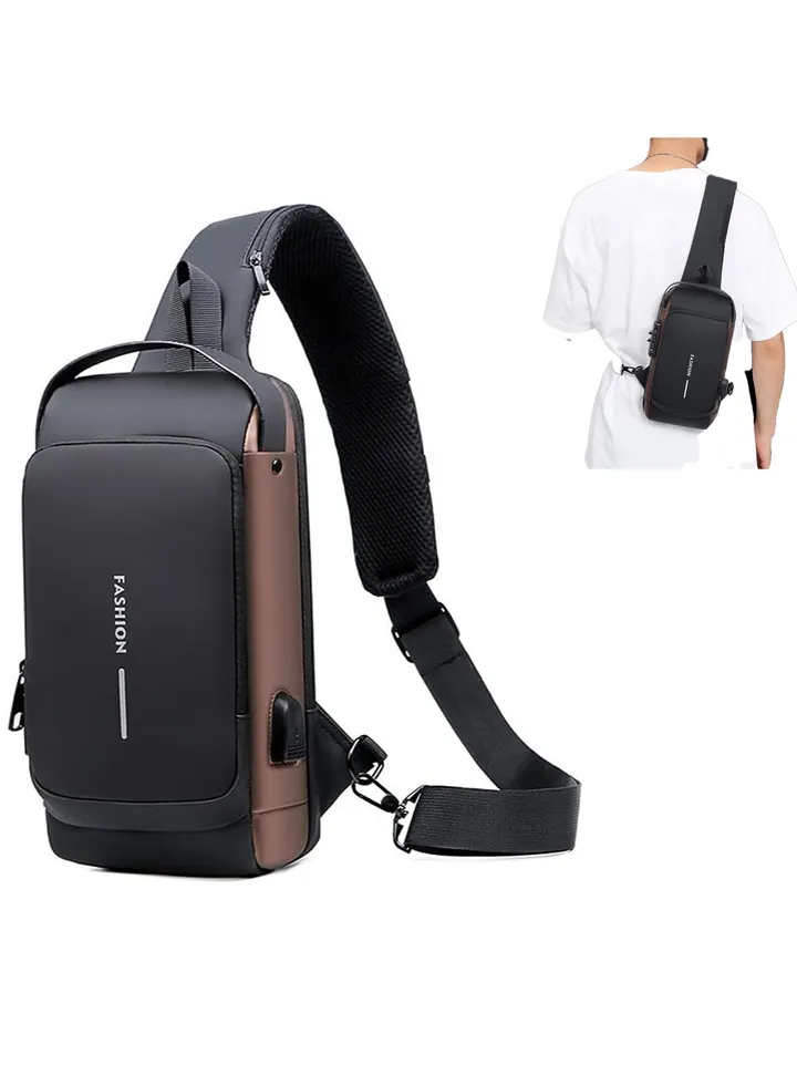 Gold and black Shoulder Bag Sports for Men 30.00*8.00*15.00cm