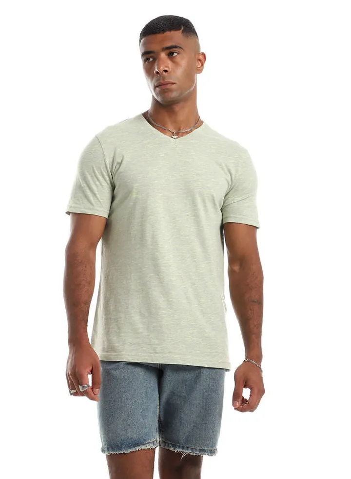 97925 Heather Mint Cotton V Neck T-shirt.