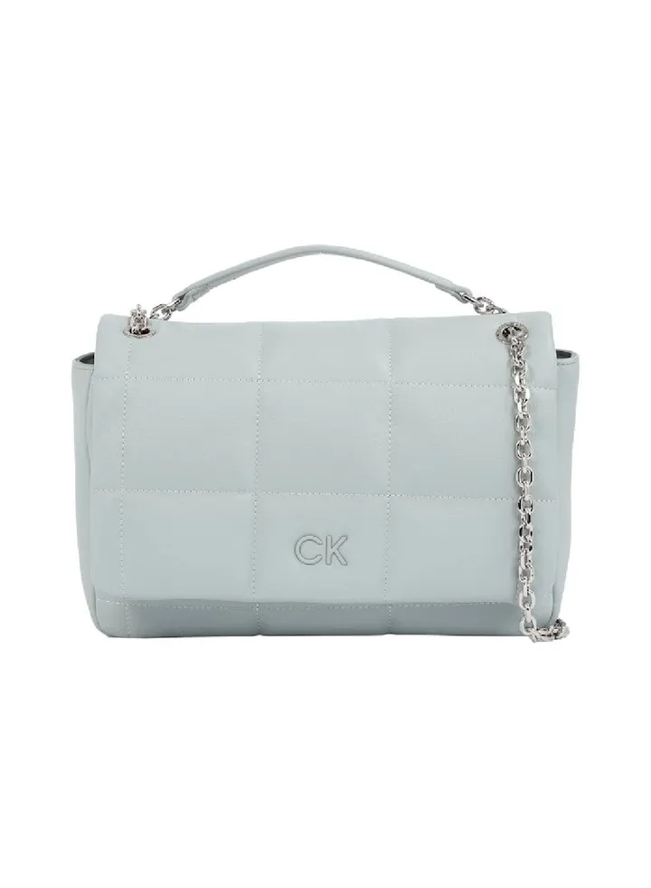Women's Convertible Quilted Shoulder Bag - quilted faux leather exterior, Grey