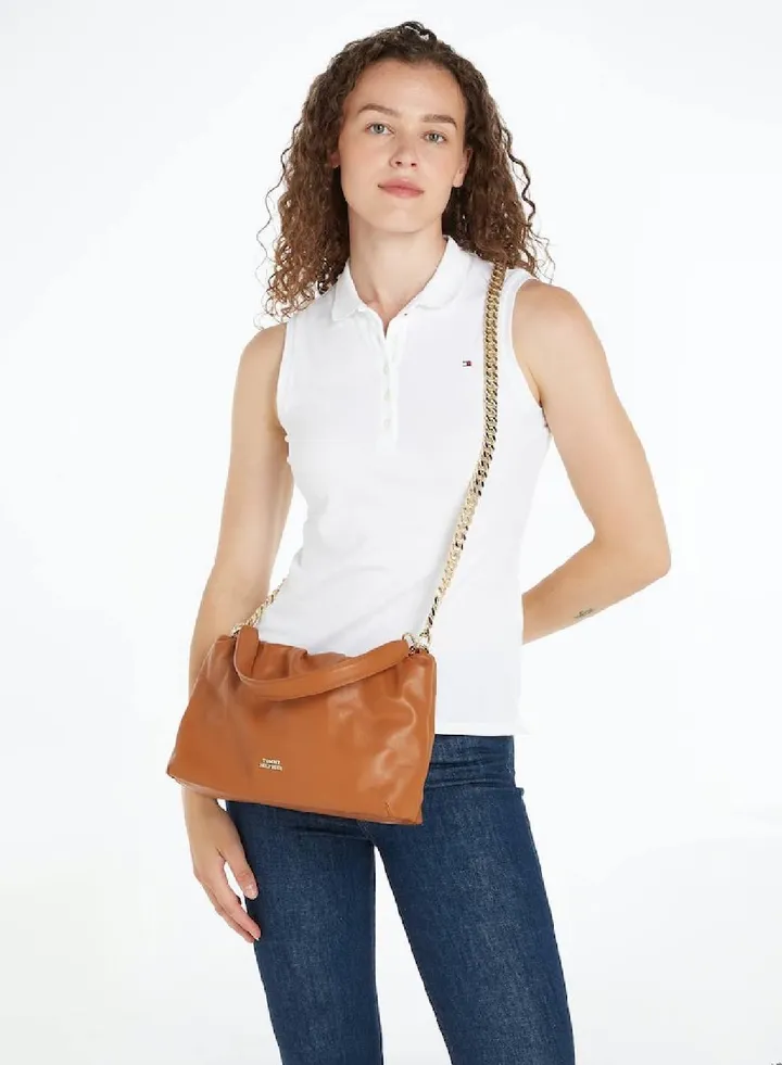Women's Luxe Leather Small Shoulder Bag - Leather, Beige