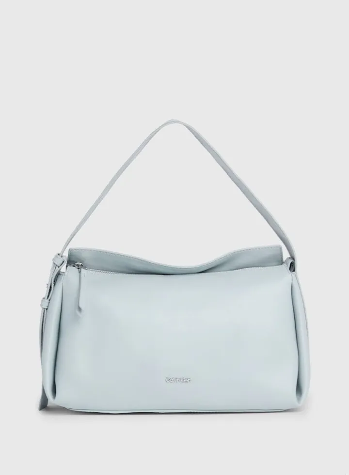 Women's Shoulder Bag - recycled faux leather exterior, Grey