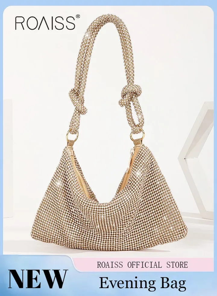Women's Evening Bag Clutch Purse Glitter Party Handbag with Chain Ladies Crystal Rhinestone Women Clutch Bag Elegant Shoulder Underarm Bag