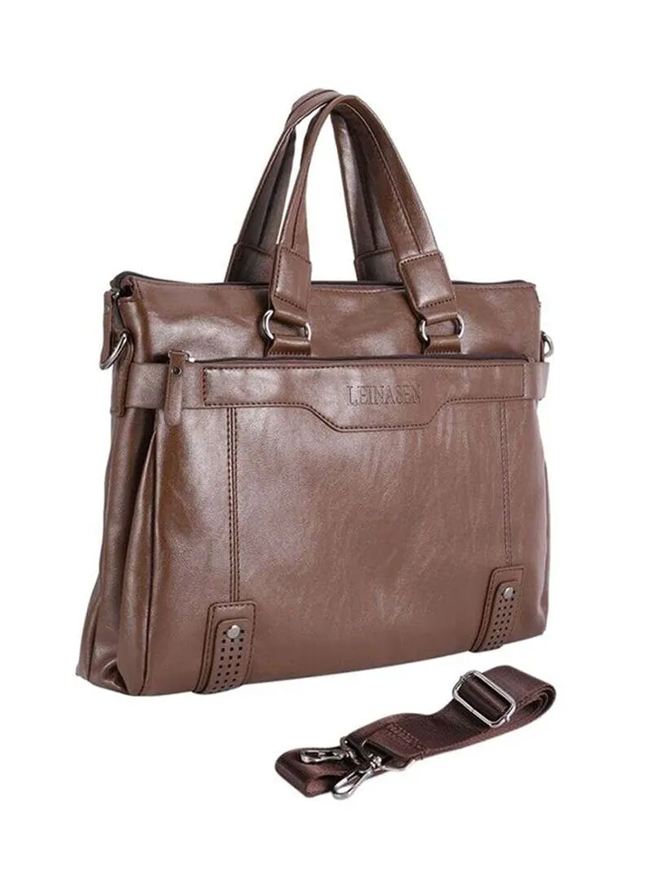 Leather Messenger Bag Light Brown