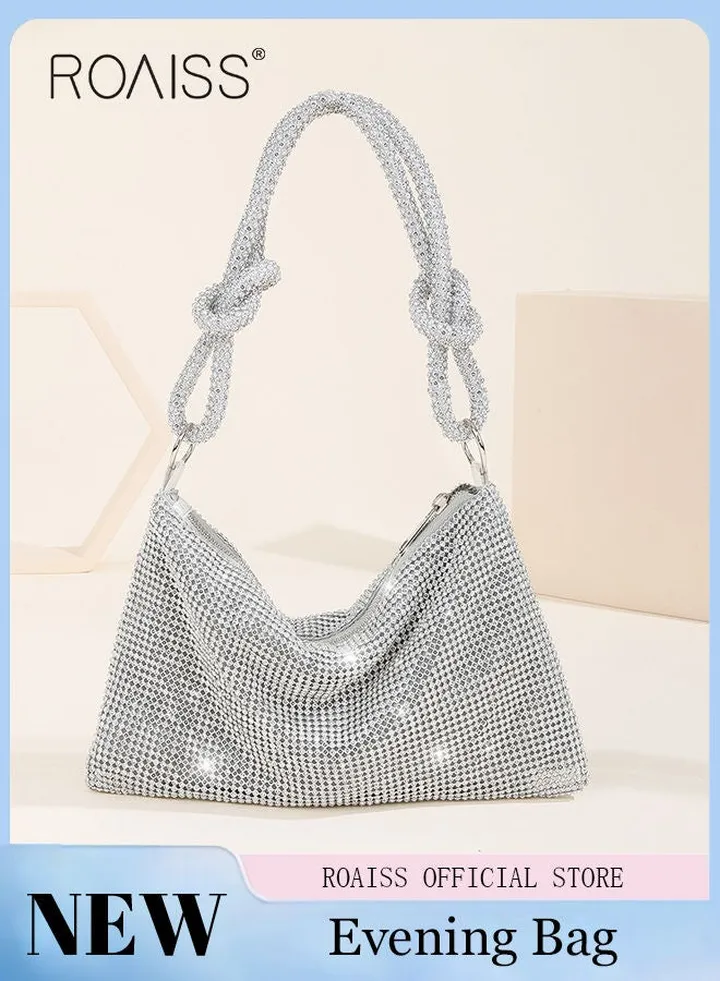 Women's Evening Bag Clutch Purse Glitter Party Handbag with Chain Ladies Crystal Rhinestone Women Clutch Bag Elegant Shoulder Underarm Bag