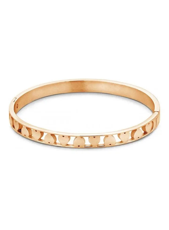 Steel Closed Bangle Bracelet Heart