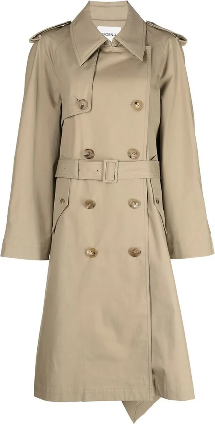 Double-Breasted Two-Tone Trench Coat