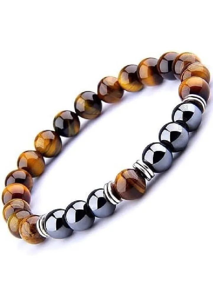 Crystal bracelets embroidered with tiger eye gemstones for men and women
