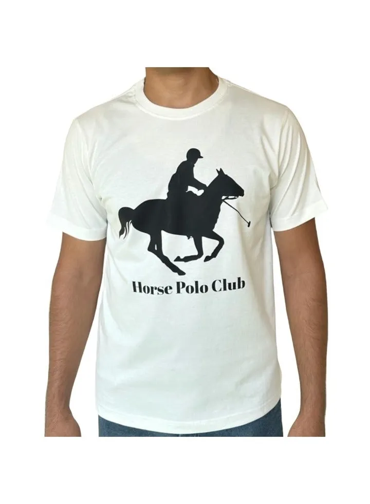 Horse Polo Round Neck T-Shirt Off-White Printed, HP Club