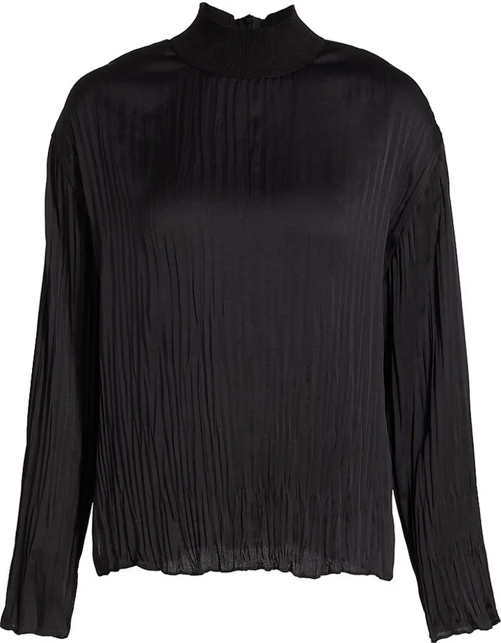 Crushed Satin Mock turtleneck Top