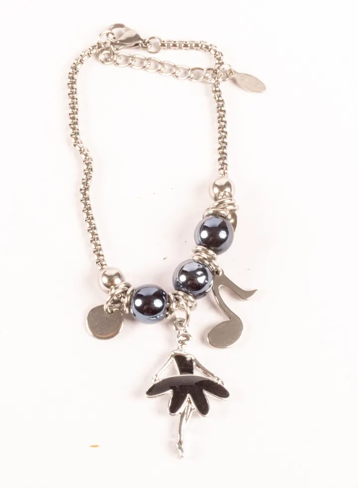 Bandora Stainless Steel Bracelet Lady Pendant Black