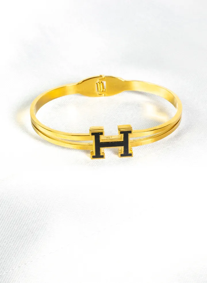 Stainless Steel Bracelet with Black H
