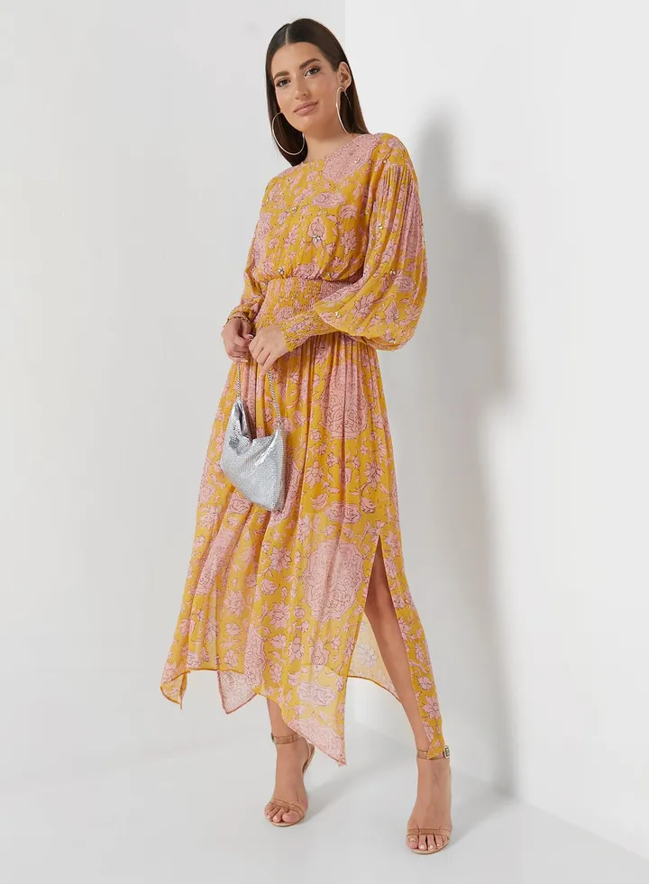 Printed Pleated Dress