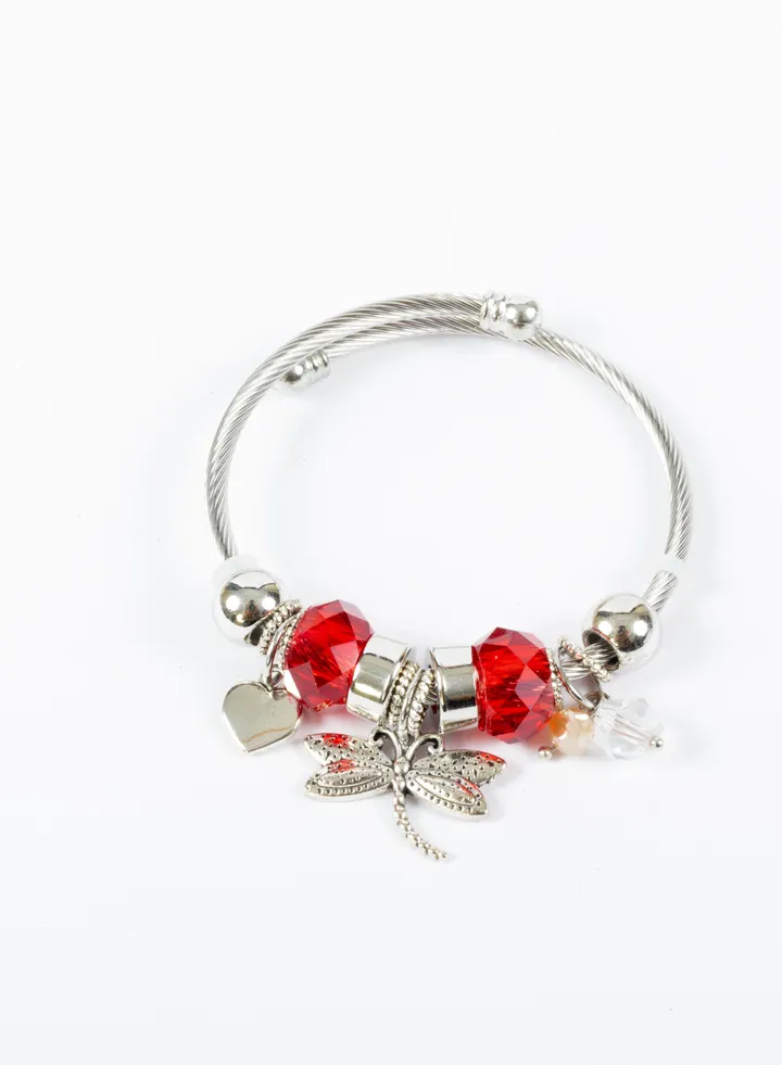 Bandora Stainless Steel Bracelet with a butter fly Red