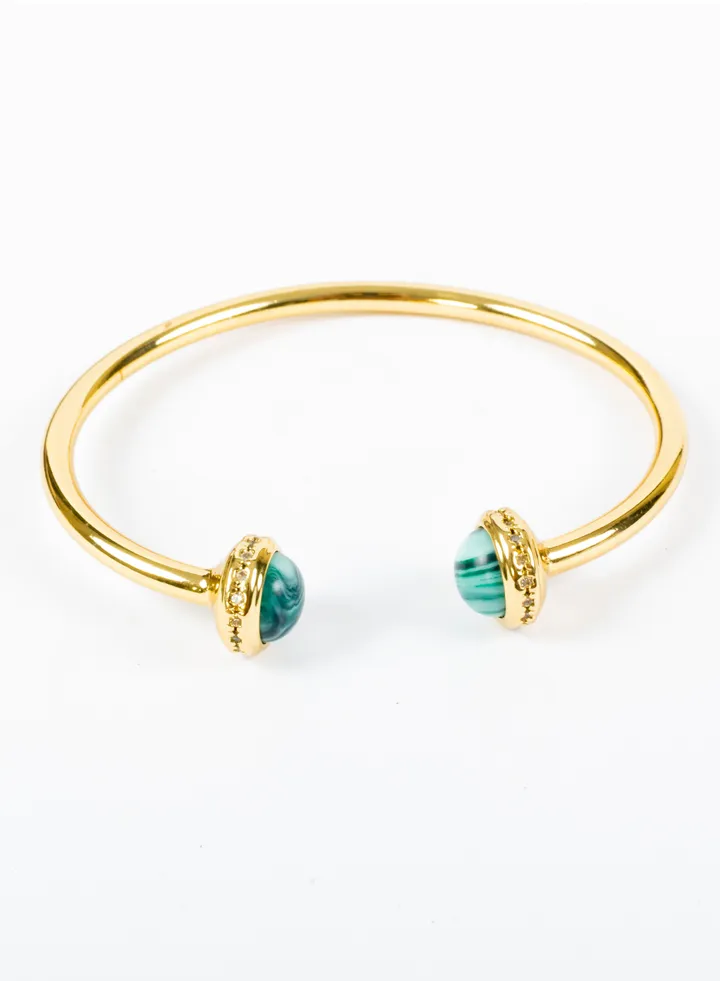 Chinese Gold free size bracelet with green stone