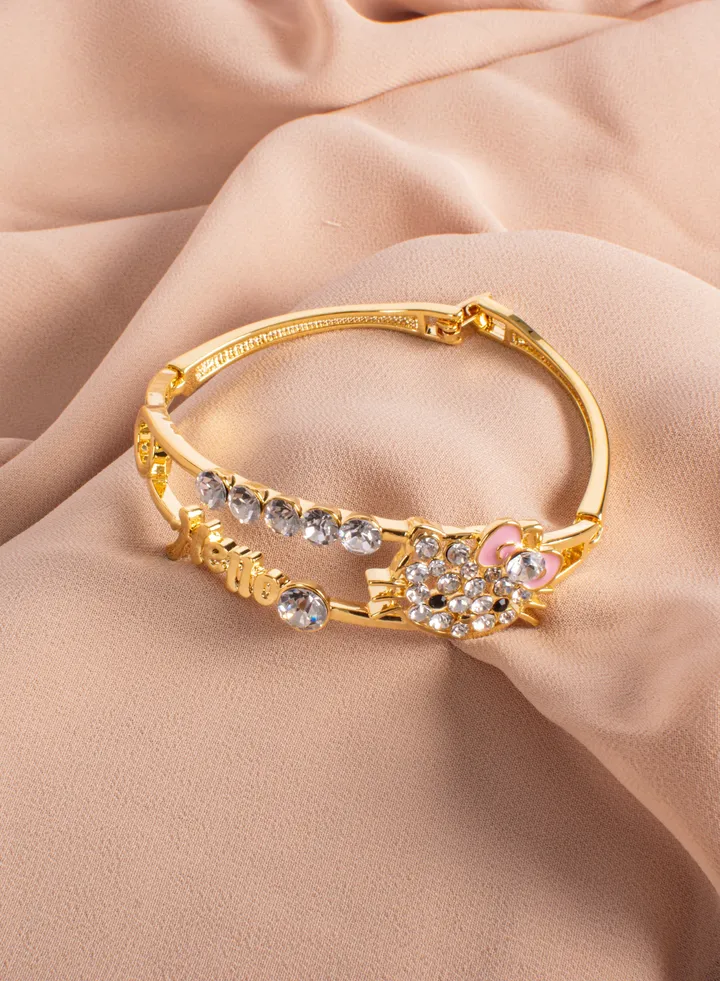 Platinum Golden Zirconic Kitty Bracelet