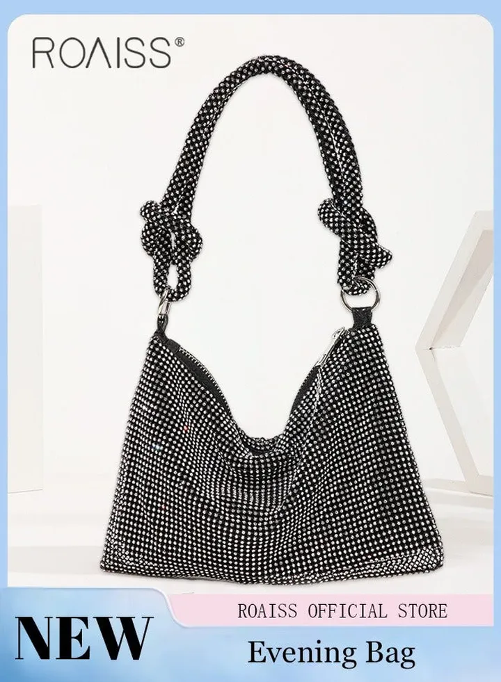 Women's Evening Bag Clutch Purse Glitter Party Handbag with Chain Ladies Crystal Rhinestone Women Clutch Bag Elegant Shoulder Underarm Bag