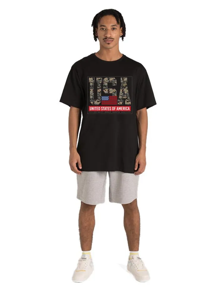 Black T-Shirt With Usa Print