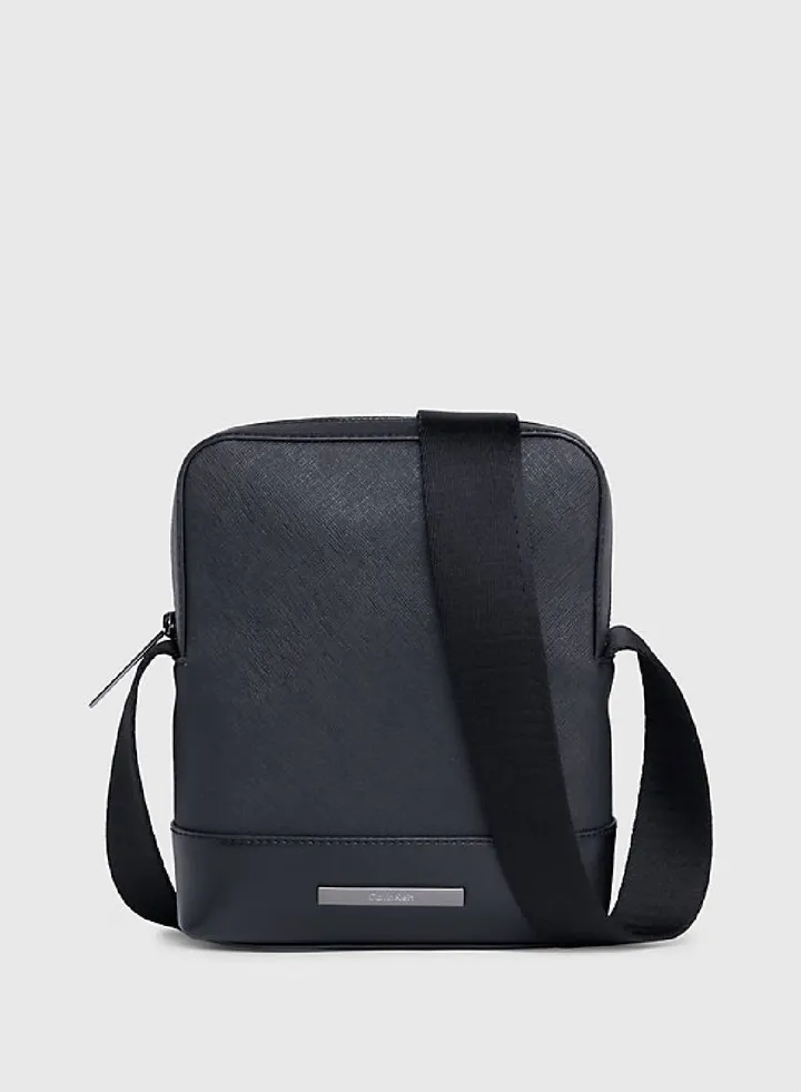 Men's Reporter Bag - recycled blend faux leather exterior, Black