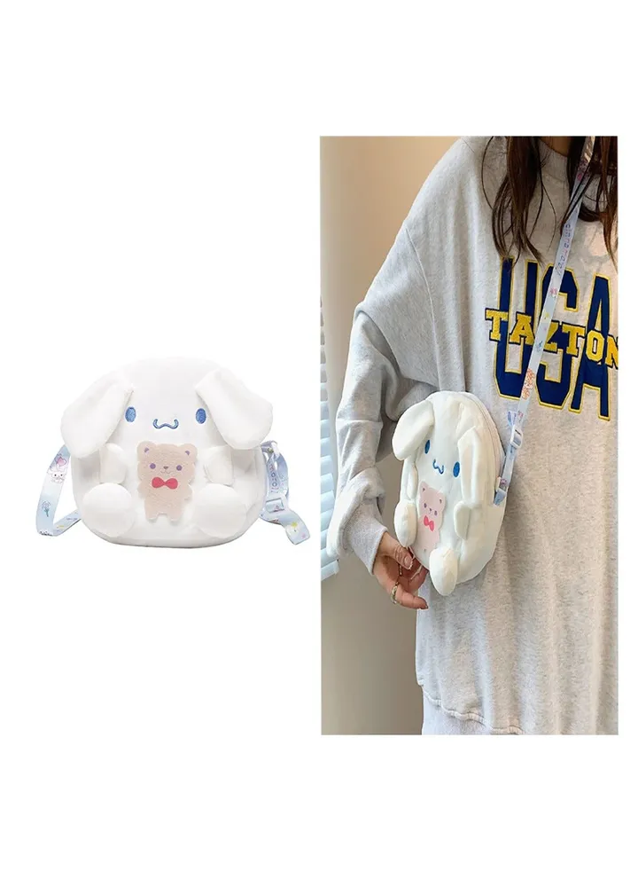 Crossbody Bag, Cartoon Cinnamoroll Slant Bag, Stuffed Animal Plush Backpacks, Mobile Phone Bag, Cinnamoroll Purse for Girls Gift