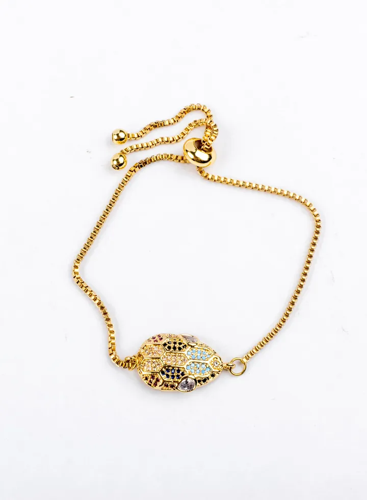 Stainless Steel 316 Bracelet - Zirconic Golden Sneak Head
