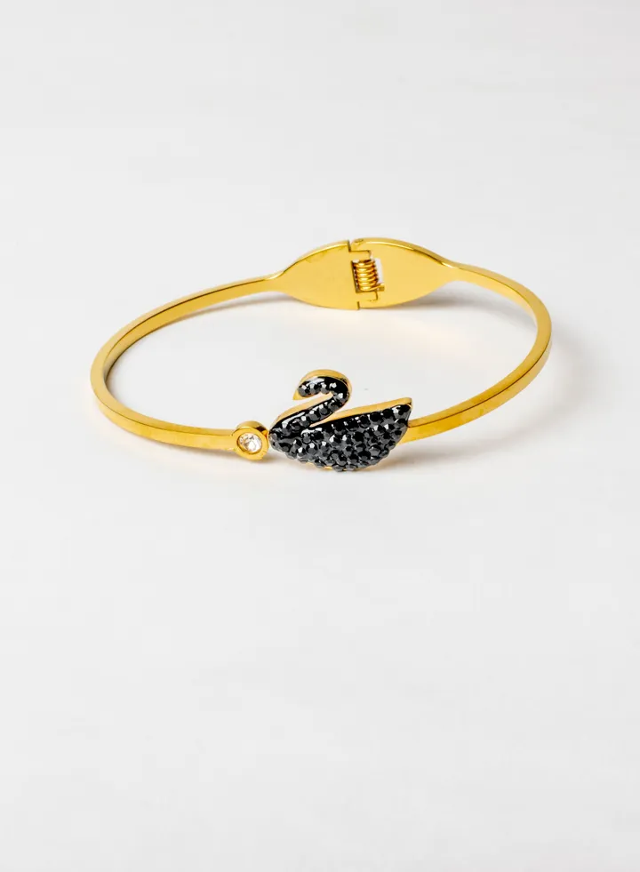 Stainless Steel 316 Bangal Bracelet with a Zirconic Flamingo Premium Quality & Against Color Change