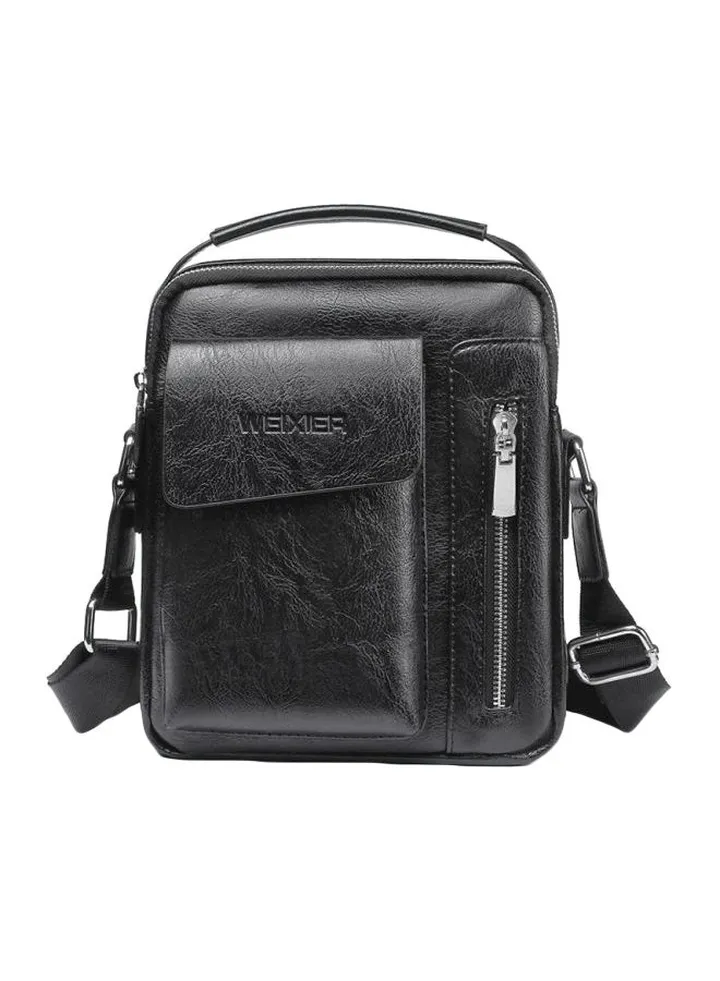 Leather Messenger Bag Black