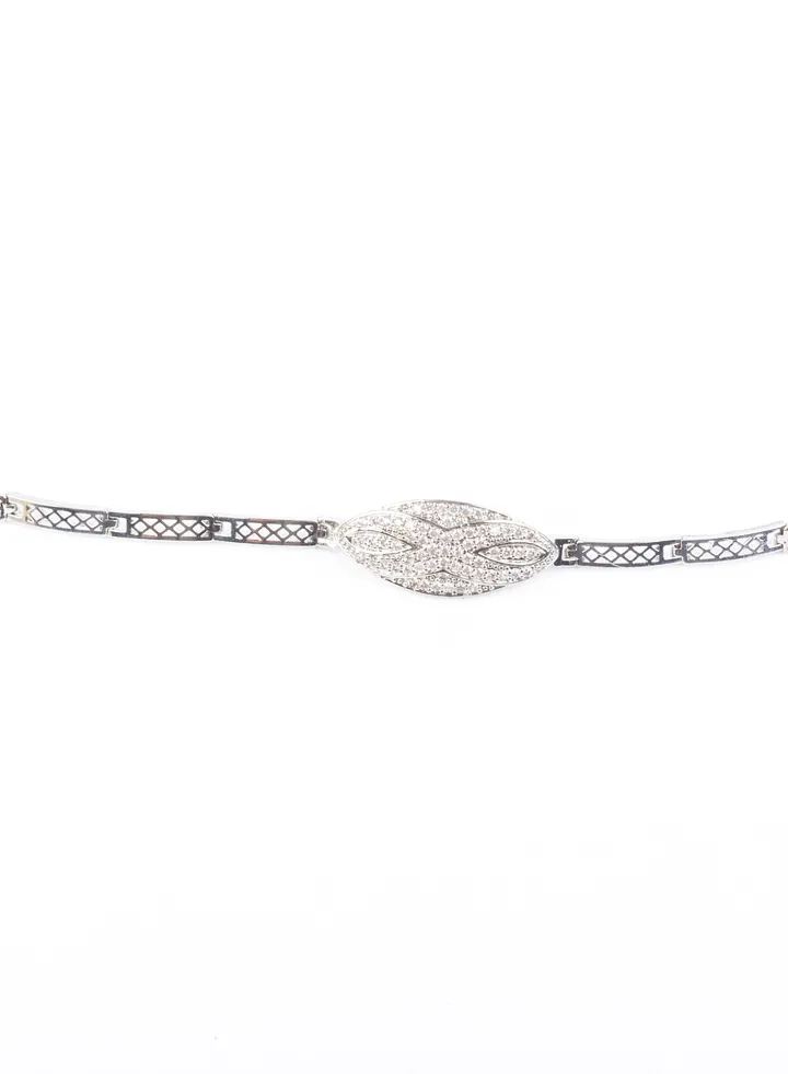 Chinese Gold Bracelet - White Gold - with Micro zirconic Stones