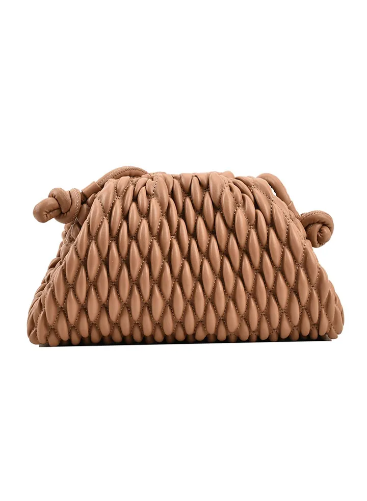 Quilted Dumpling Bag for Women - Cloud Purse Handmade Leather Hobo Bag - Fashionable Ruched Clutch Handbag