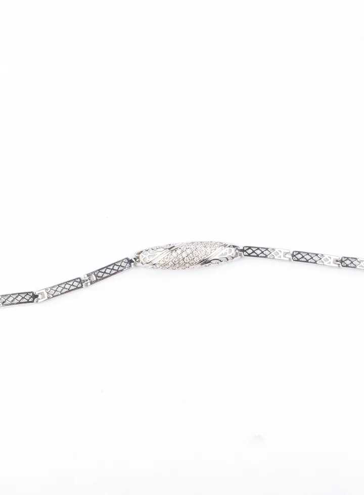 Chinese Gold Bracelet - White Gold - with Micro zirconic Stones