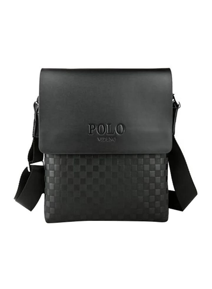 Leather Messenger Bag Black