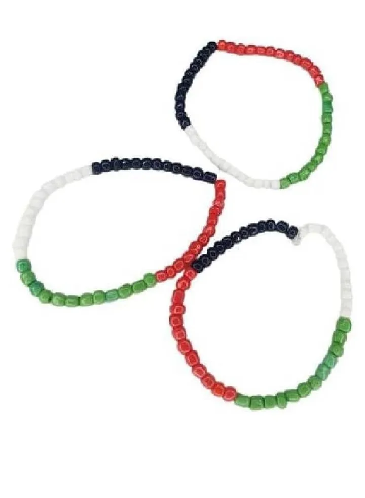 Charms in the shape of the Palestinian flag made of beads, 3 pieces