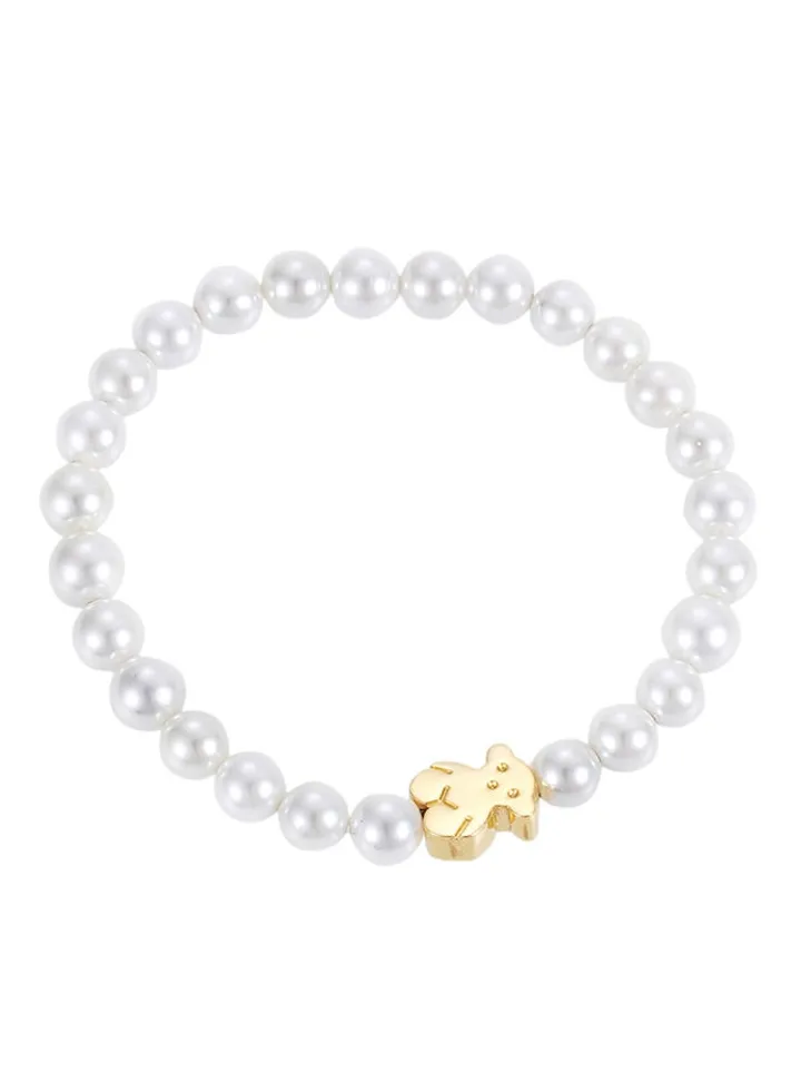 Little Bear Artificial Pearl Beaded Charm Bracelet